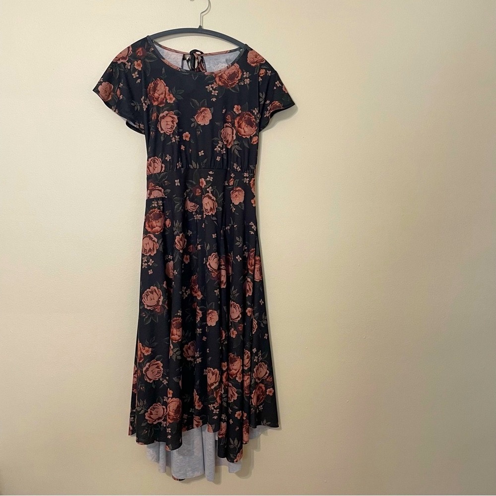Boho Flutter Sleeve High Low Dress Floral Fall Autumn Boho Country